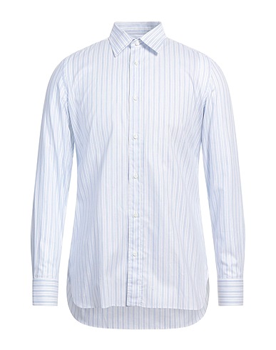 LUIGI BORRELLI NAPOLI Striped shirt Sky blue 100% Cotton