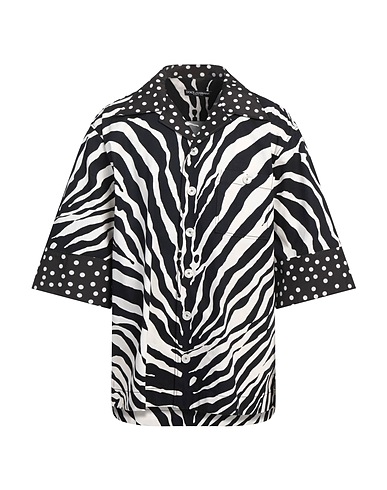 DOLCE&GABBANA Patterned shirt Black 75% Cotton, 21% Polyester, 4% Elastane