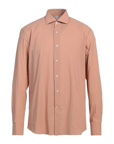 CARUSO Solid color shirt Sand 100% Cotton
