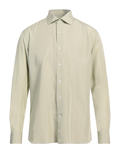 CARUSO Solid colour shirt Sage green 100% Cotton