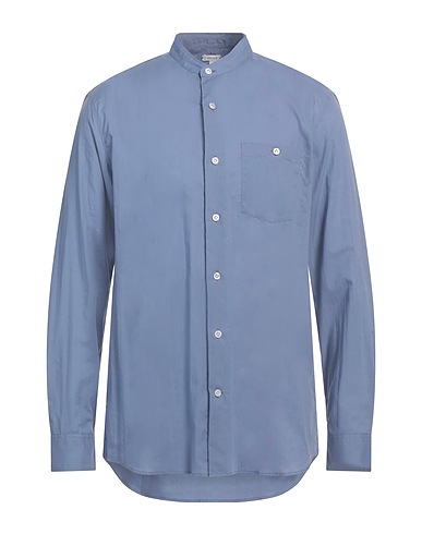 CARUSO Solid color shirt Slate blue 100% Cotton