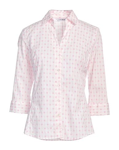 CALIBAN Patterned shirts & blouses White 97% Cotton, 3% Elastane