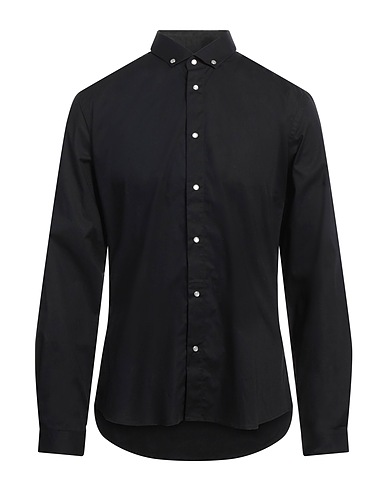 STILOSOPHY Solid colour shirt Black 97% Cotton, 3% Elastane