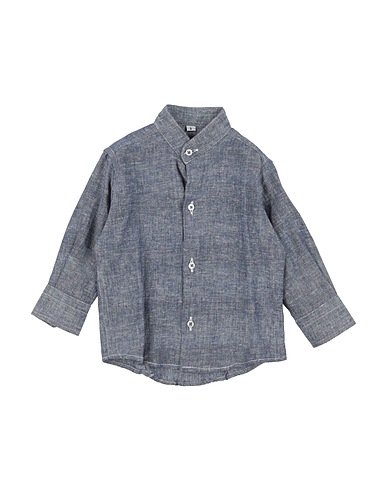 JECKERSON Solid colour shirt Blue 55% Viscose, 45% Linen