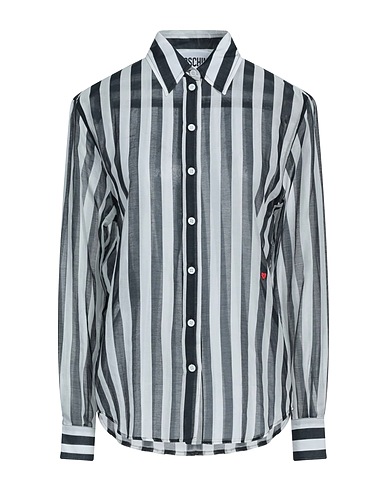 MOSCHINO Striped shirt Black 73% Cotton, 27% Silk