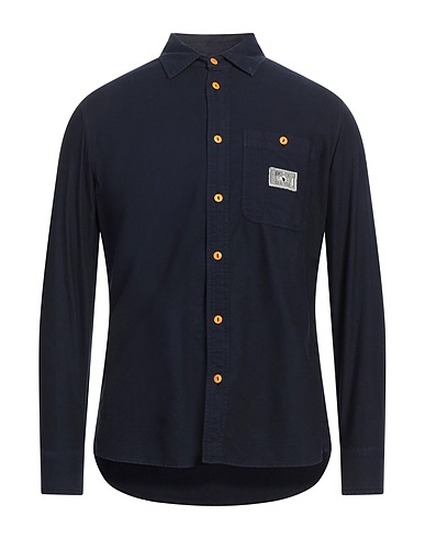THE QUARTERMASTER Solid color shirt Midnight blue 100% Cotton