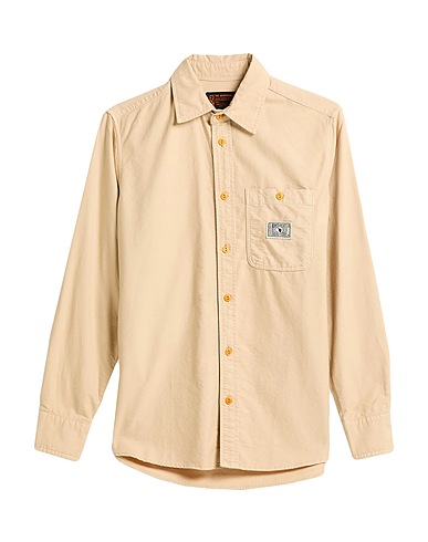 THE QUARTERMASTER Solid color shirt Sand 100% Cotton