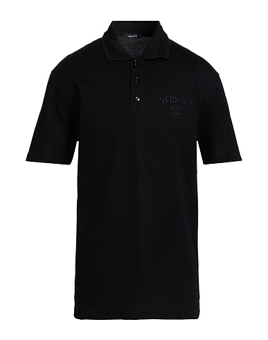 VERSACE Polo shirt Black 100% Cotton, Polyester