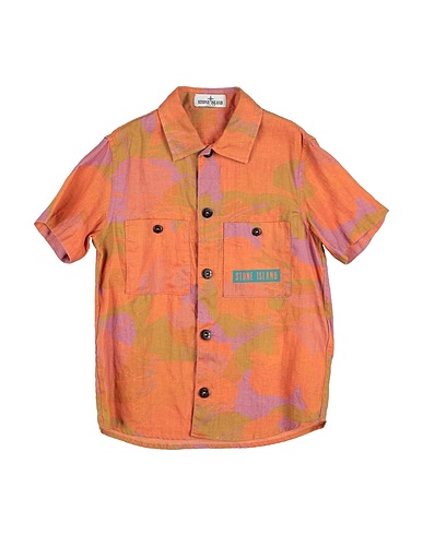 STONE ISLAND JUNIOR Patterned shirt Orange 100% Linen
