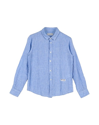 PAOLO PECORA Solid colour shirt Light blue 100% Linen