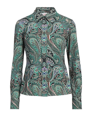 ARCHIVIO '67 Patterned shirts & blouses Green 85% Polyamide, 15% Elastane