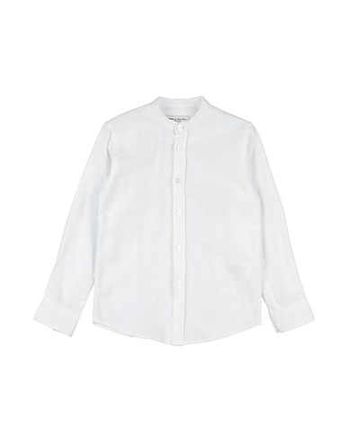 PAOLO PECORA Solid colour shirt White 55% Linen, 45% Cotton