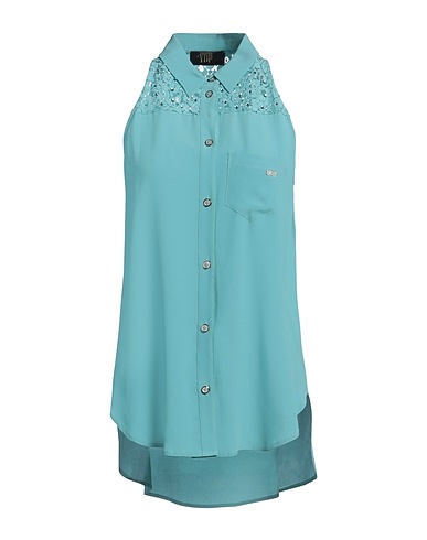 VDP VIA DELLE PERLE Lace shirts & blouses CLUB Turquoise 69% Acetate, 31% Silk, Viscose, Polyamide