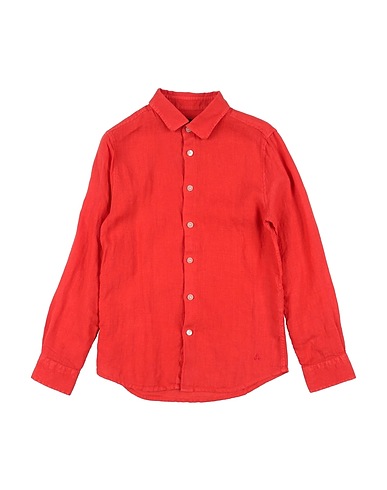 PEUTEREY Solid colour shirt Tomato red 100% Linen