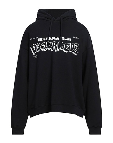 DSQUARED2 Hooded track jacket  Black 100% Cotton, Elastane