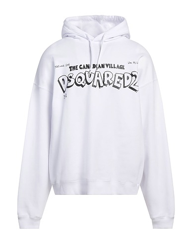 DSQUARED2 Hooded track jacket  White 100% Cotton, Elastane