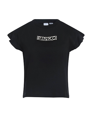 PINKO T-shirt Black 100% Cotton, Elastane, Polyester, Glass, Copper