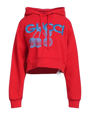 GUCCI Hooded track jacket  Red 100% Cotton, Elastane, Polyester