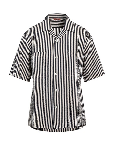 BARENA Striped shirt Navy blue 88% Cotton, 12% Silk