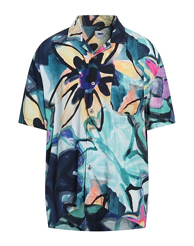 OBEY Patterned shirt Navy blue 100% Viscose