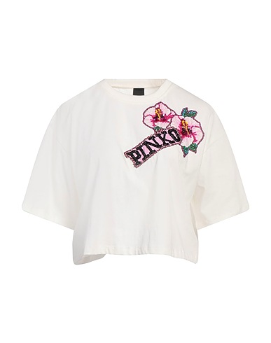 PINKO T-shirt White 100% Cotton, Elastane, PVC - Polyvinyl chloride, Glass