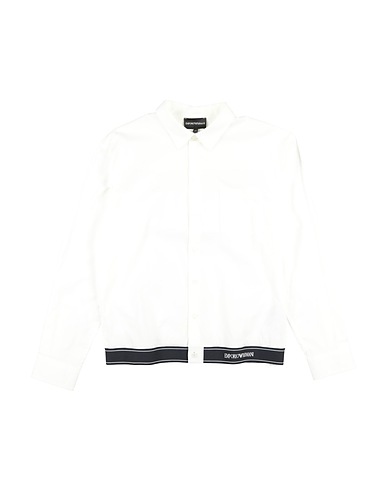 EMPORIO ARMANI Solid colour shirt Off white 97% Cotton, 3% Elastane, Polyester, Polyamide