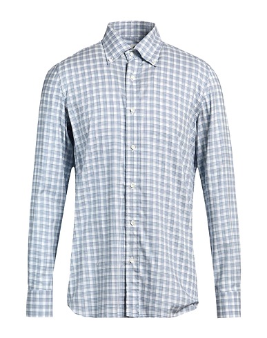 LUIGI BORRELLI NAPOLI Checked shirt Azure 100% Cotton