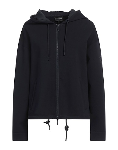 EMPORIO ARMANI Hooded track jacket  Midnight blue 76% Cotton, 18% Polyester, 6% Elastane