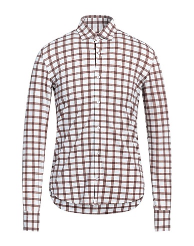 BORSA Checked shirt Chocolate brown 86% Polyamide, 14% Elastane