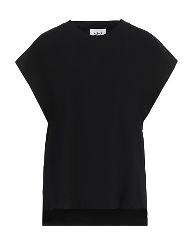 ALPHA STUDIO Camiseta básica Negro 95% Algodón, 5% Elastán