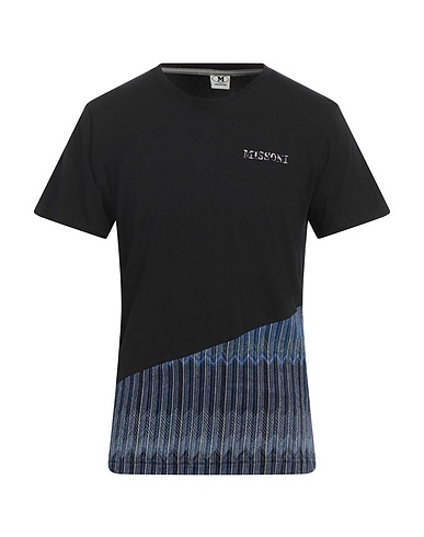 M MISSONI T-shirt Black 100% Cotton, Polyamide, Polyester
