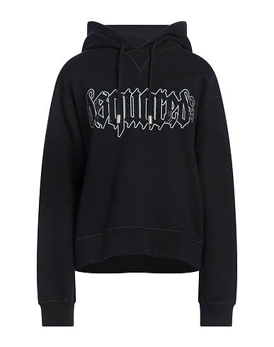 DSQUARED2 Hooded track jacket  Black 100% Cotton, Elastane, Glass