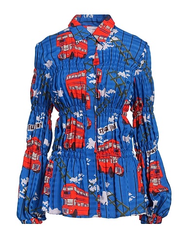 STELLA JEAN Patterned shirts & blouses Bright blue 100% Viscose