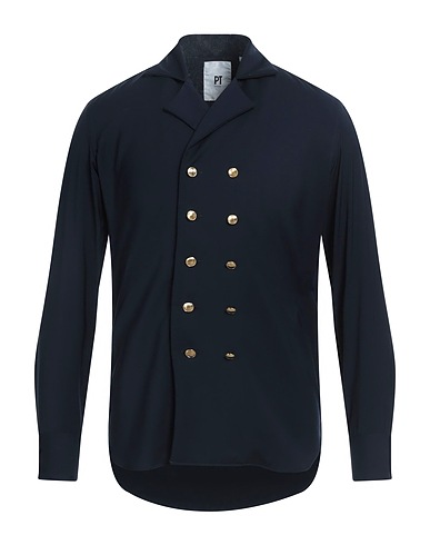 PT Torino Solid color shirt Midnight blue 100% Virgin Wool