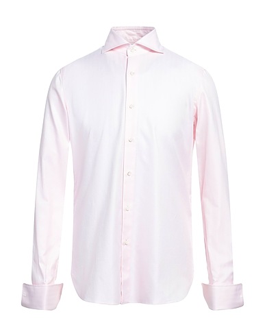 LUIGI BORRELLI NAPOLI Solid colour shirt Pink 100% Cotton