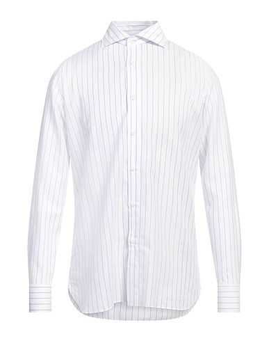 LUIGI BORRELLI NAPOLI Striped shirt White 63% Cotton, 37% Linen