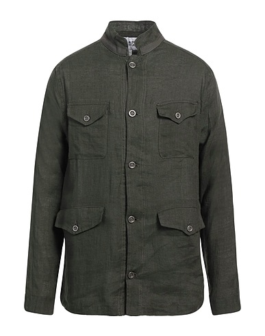ALPHA STUDIO Linen shirt Dark green 100% Linen