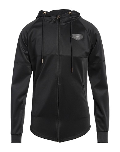 GIANNI KAVANAGH Hooded track jacket  Black 90% Polyester, 10% Elastane