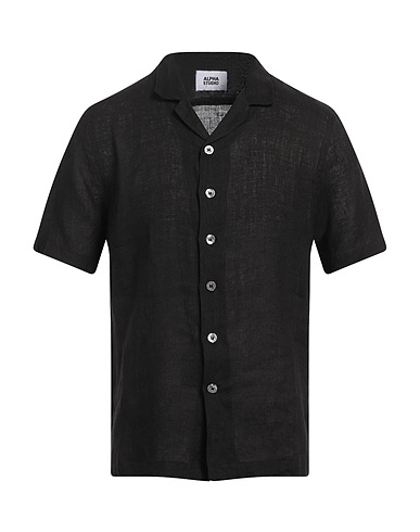 ALPHA STUDIO Linen shirt Black 100% Linen