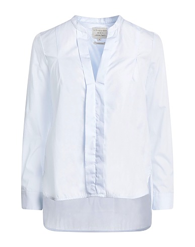 ALESSIA SANTI Solid color shirts & blouses Sky blue 100% Cotton