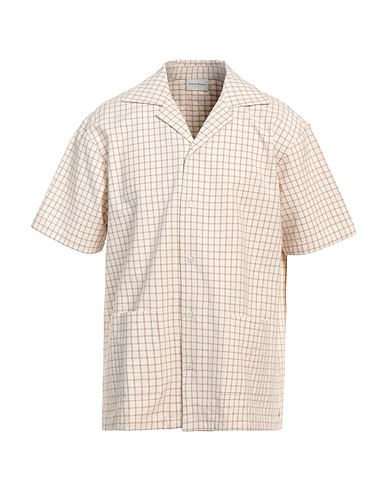 DRÔLE DE MONSIEUR Checked shirt Beige 56% Cotton, 44% Silk