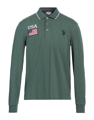 U.S.POLO ASSN. Polo shirt Green 95% Cotton, 5% Elastane