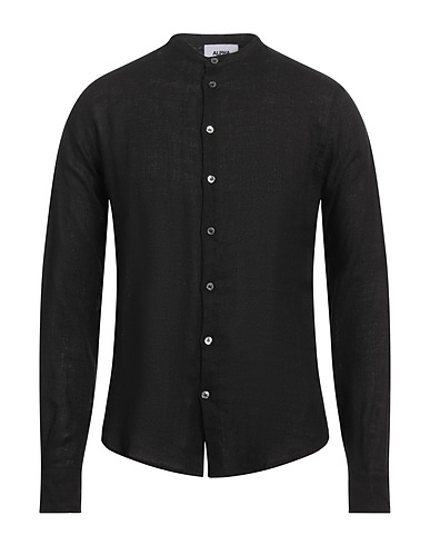 ALPHA STUDIO Chemise de couleur unie Noir 100% Lin