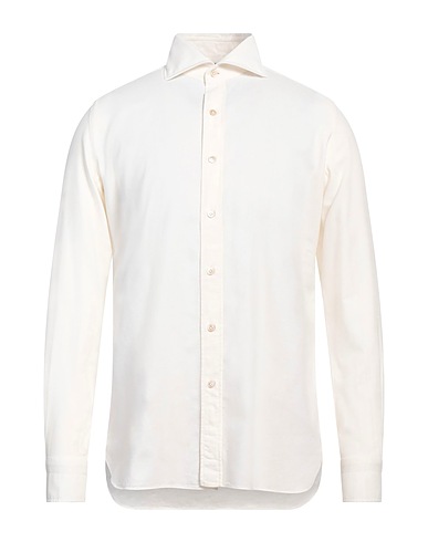 LUIGI BORRELLI NAPOLI Solid colour shirt Ivory 100% Cotton