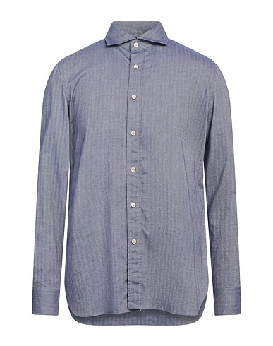 LUIGI BORRELLI NAPOLI Camicia tinta unita Blu notte 100% Cotone