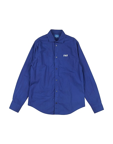 FAY Μονόχρωμο πουκάμισο Μπλε 100% Βαμβάκι