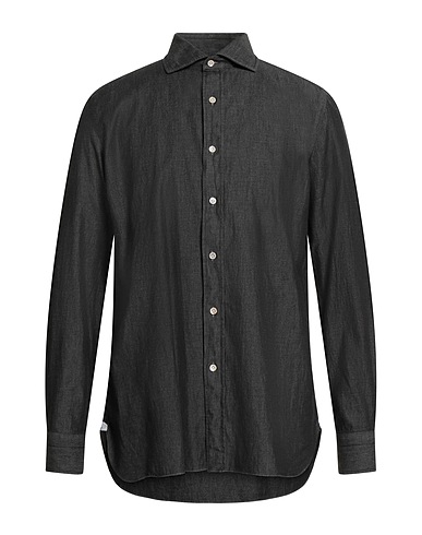 LUIGI BORRELLI NAPOLI Denim shirt Black 100% Cotton