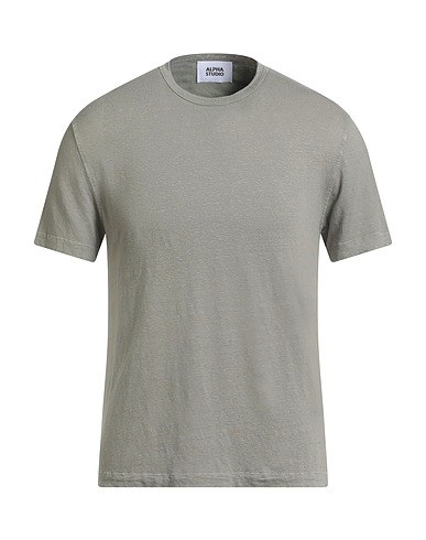 ALPHA STUDIO Basic T-Shirt Sage green 97% Linen, 3% Elastane