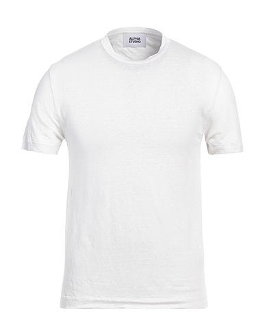 ALPHA STUDIO T-shirt Bianco 97% Lino, 3% Elastan