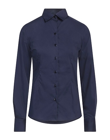 RICHARD OWE'N Solid color shirts & blouses Navy 72% Cotton, 25% Polyamide, 3% Elastane